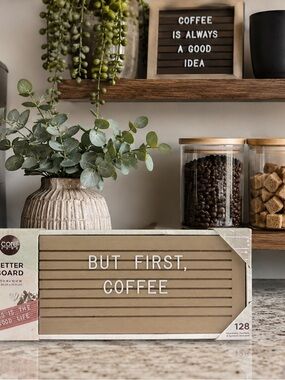 Lot of 2 Core Home Natural Wood Letter Boards 3.5x10 w/128 Letters Easel & Hang